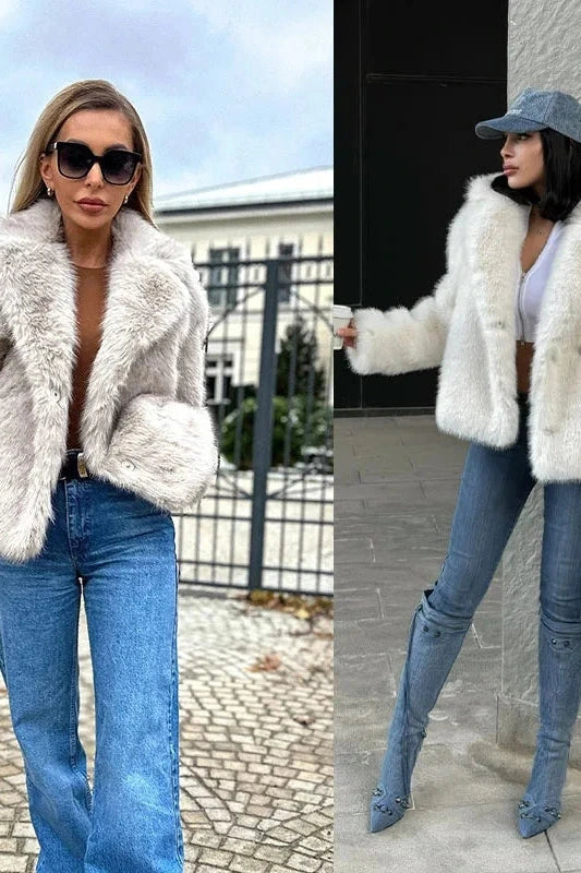 Chic faux leather fur short coat with a thick and cozy feel, designed for casual outings and regular fit.