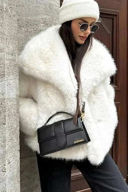 Chic faux leather fur short coat with a thick and cozy feel, designed for casual outings and regular fit.