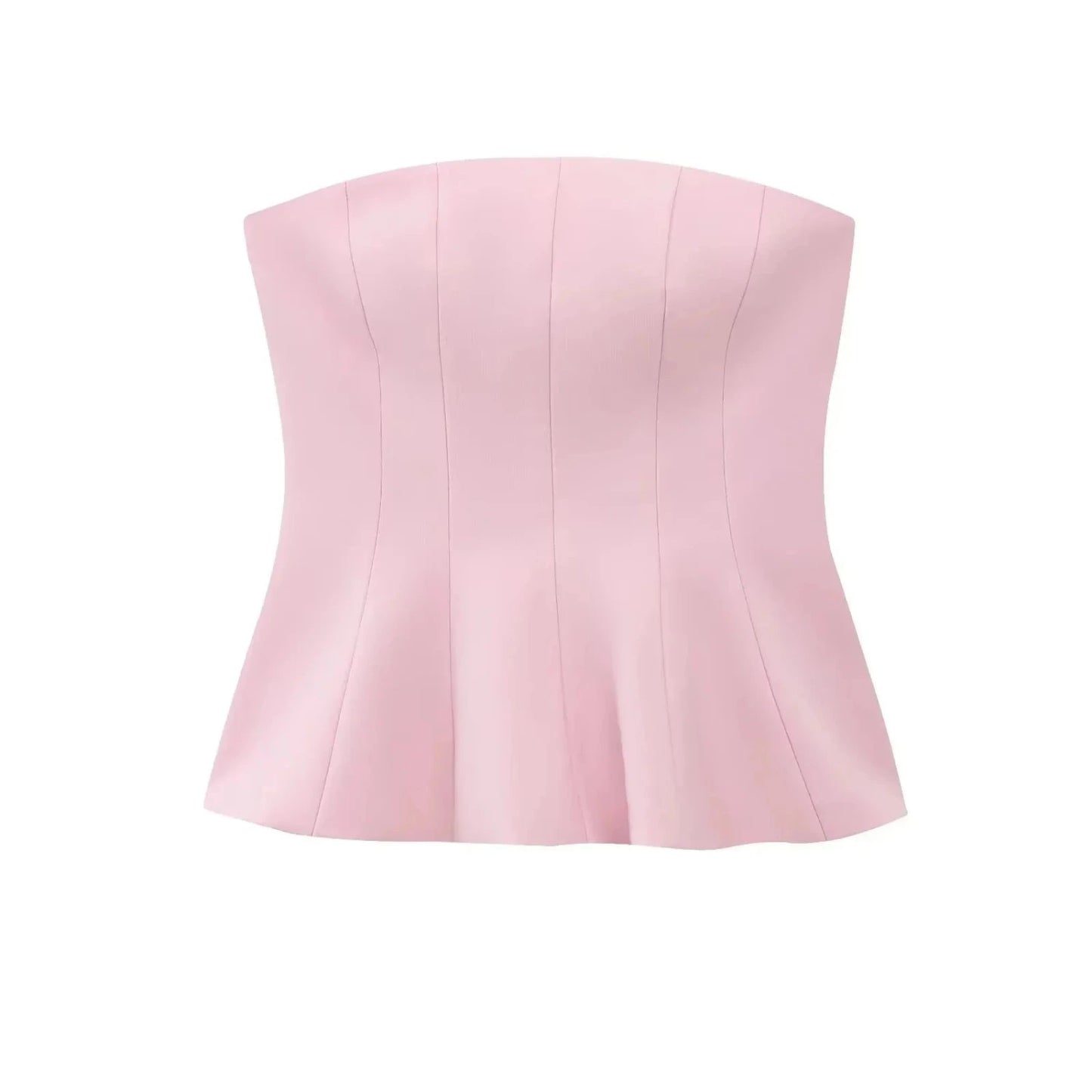 Butter yellow ruffled cami top with a strapless silhouette and lightweight polyester material.