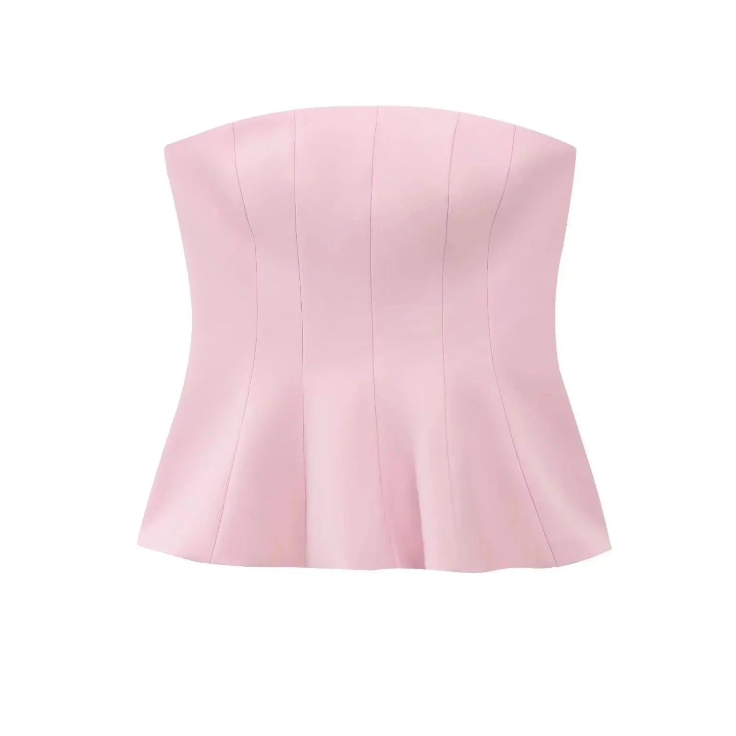 Butter yellow ruffled cami top with a strapless silhouette and lightweight polyester material.