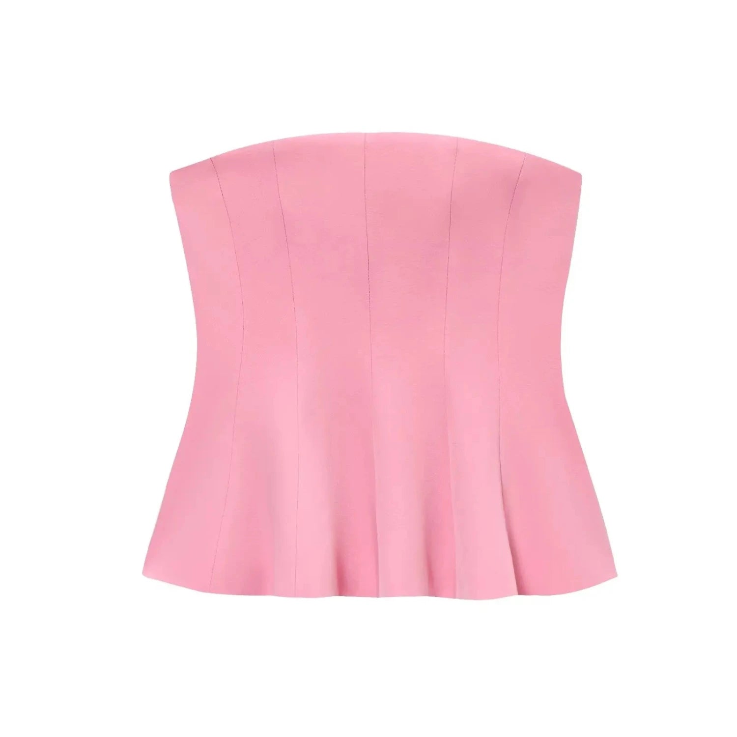 Butter yellow ruffled cami top with a strapless silhouette and lightweight polyester fabric. Ideal for summer outings.