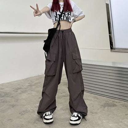 Women's Y2K Cargo Pants High Waisted Baggy Sweatpant Drawstring Joggers