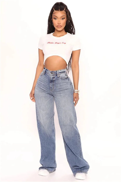 High Waist Baggy Jeans Fashion Loose Denim Casual