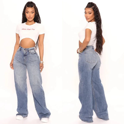 High Waist Baggy Jeans Fashion Loose Denim Casual