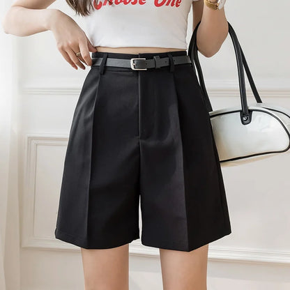 High Street Drape Suit Shorts Women's High Waist Zipper