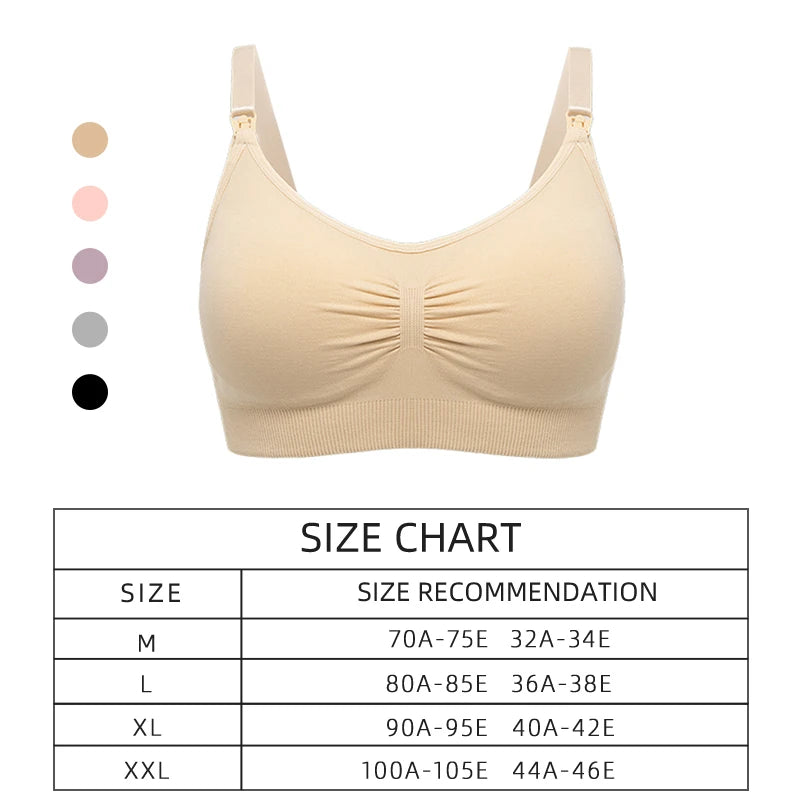 Plus Size Nursing Bra - Breathable Breastfeeding Seamless Maternity