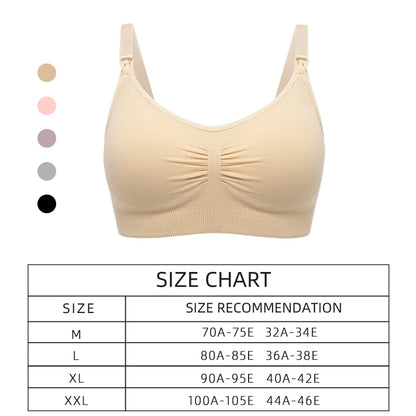 Plus Size Nursing Bra - Breathable Breastfeeding Seamless Maternity