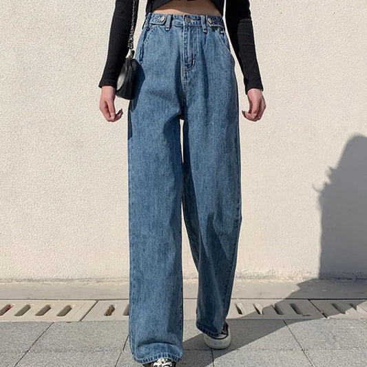 Solid Color Wide Leg Loose High Waist Bagged Pants