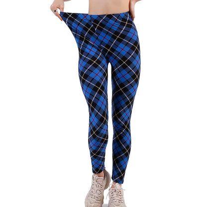 Yrrety Black Plaid Leggings Skinny Women's Workwear Push Up Fitness