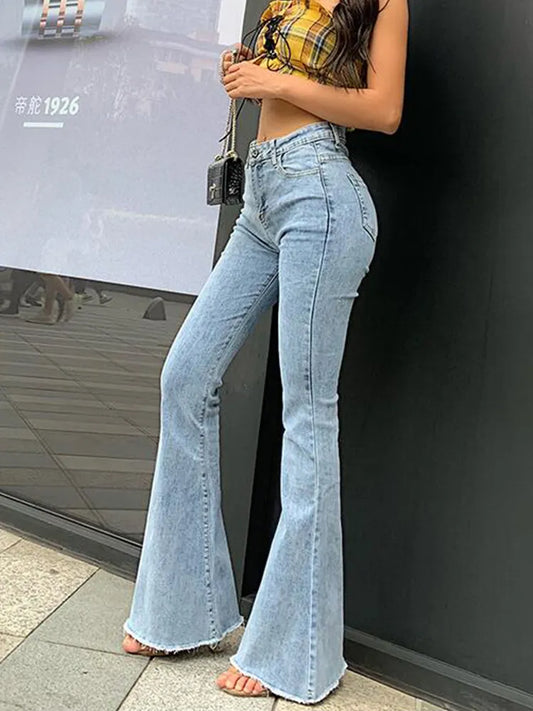 Flare Jeans Pants Women's Vintage Denim Y2K High Waist