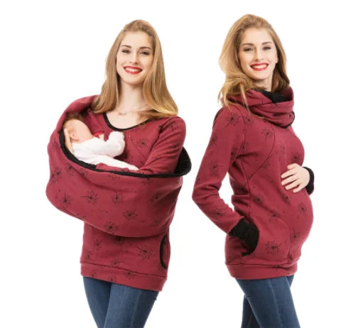 Pregnant Women Breastfeeding Hooded Tops T Shirt Autumn Lactation Nursing Hoodie