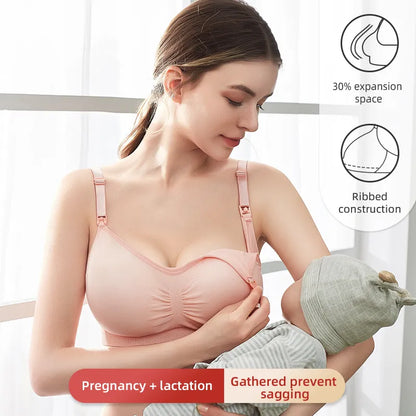 Plus Size Nursing Bra - Breathable Breastfeeding Seamless Maternity