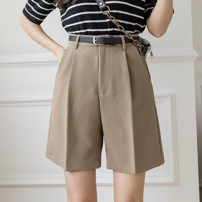 High Street Drape Suit Shorts Women's High Waist Zipper