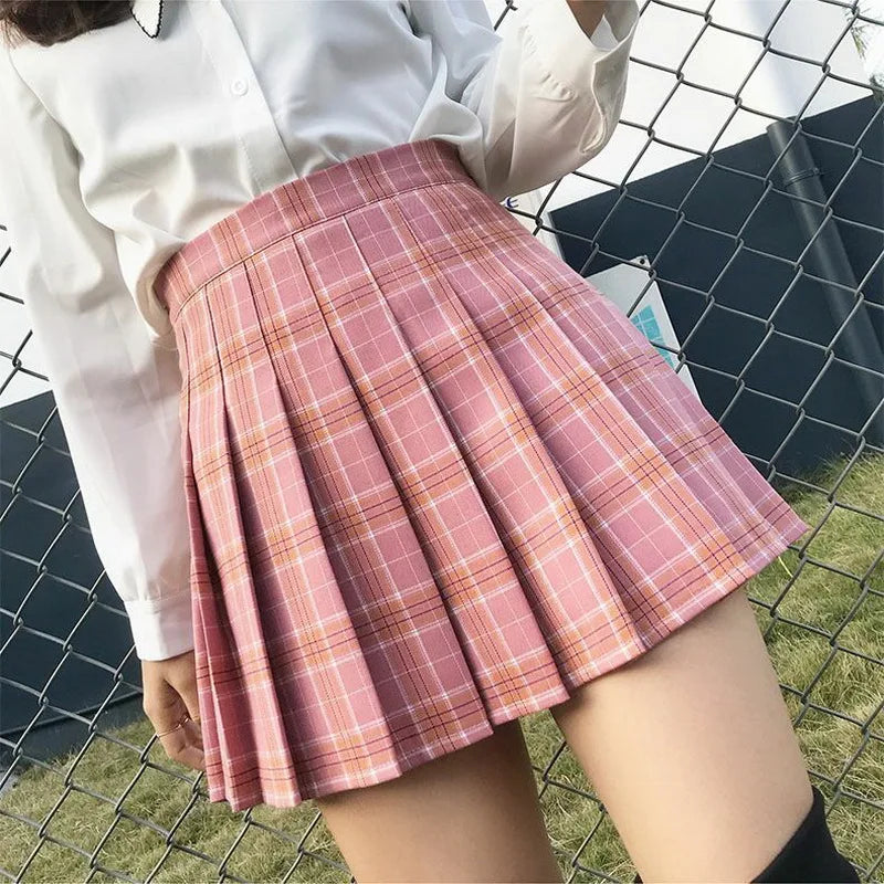 Plaid Summer Women's Skirt 2020 High Waist Stitching Student