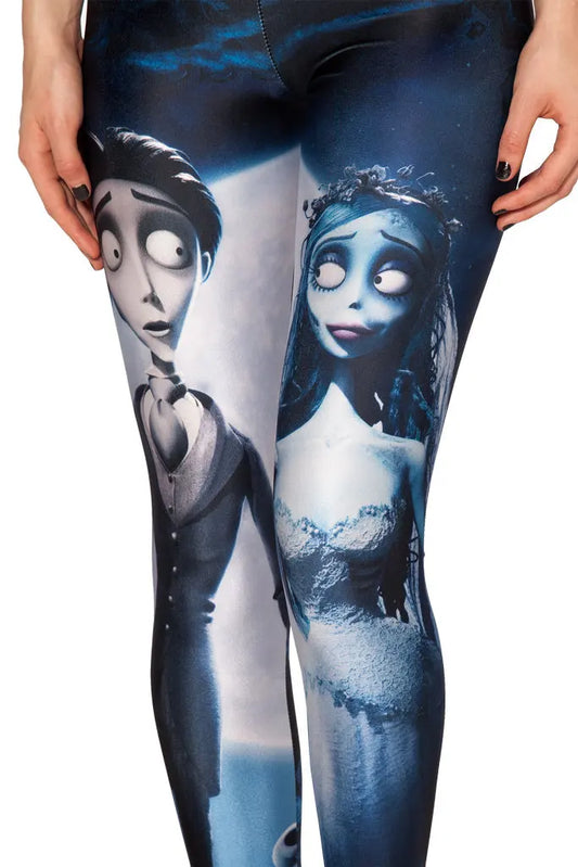 New Women's Leggings Casual Workout Tight Zombie Bride Printed