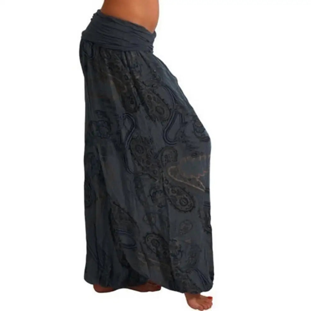 Women's Boho Paisley Print Ankle Tied Baggy Loose Pant