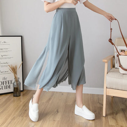 Palazzo Pants Women's Summer Casual Loose High Waist Blue