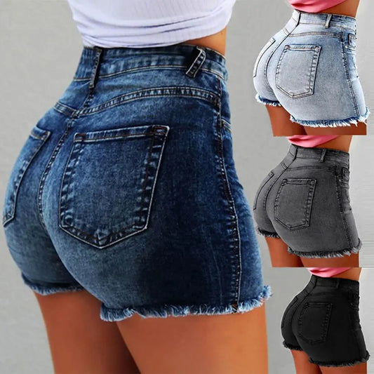 Women's Denim Shorts Summer High Waist Denim Ripped Jeans Shorts