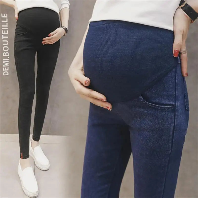 Pregnant Woman Clothing Spring Cowboy Trousers Maternity Elastic Force Jeans