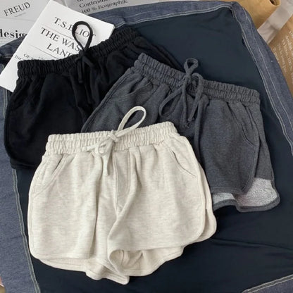 Summer Gray Shorts Women's Fashion Ladies Elastic Waists Short Pants Girl Casual