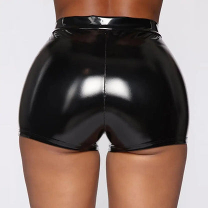 Women's Faux Latex Leather Shorts Stretchy High Waist Bodycon