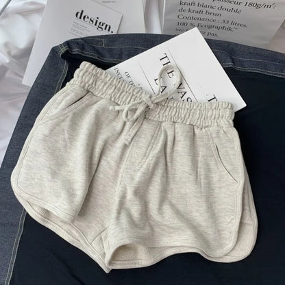 Summer Gray Shorts Women's Fashion Ladies Elastic Waists Short Pants Girl Casual