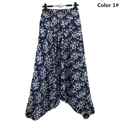 Women's Summer Harem Pants Casual Cotton Solid Elastic Waist Bottoms