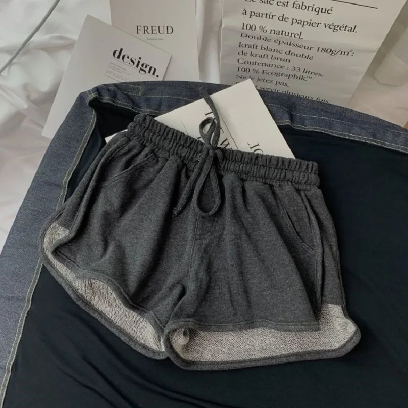 Summer Gray Shorts Women's Fashion Ladies Elastic Waists Short Pants Girl Casual