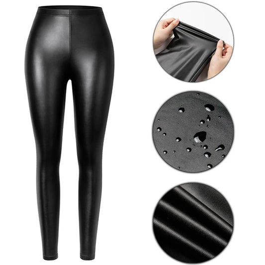 Pu Faux Leather Legging Sexy Thin Black Women's New Fashion Stretchy