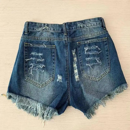 Women's Denim Shorts High Waist Skinny American Flag