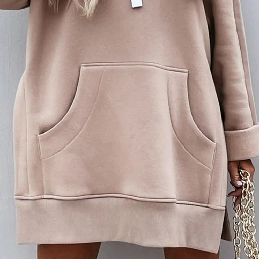 Hoodie Women Dress - Casual Hooded Long Sleeve