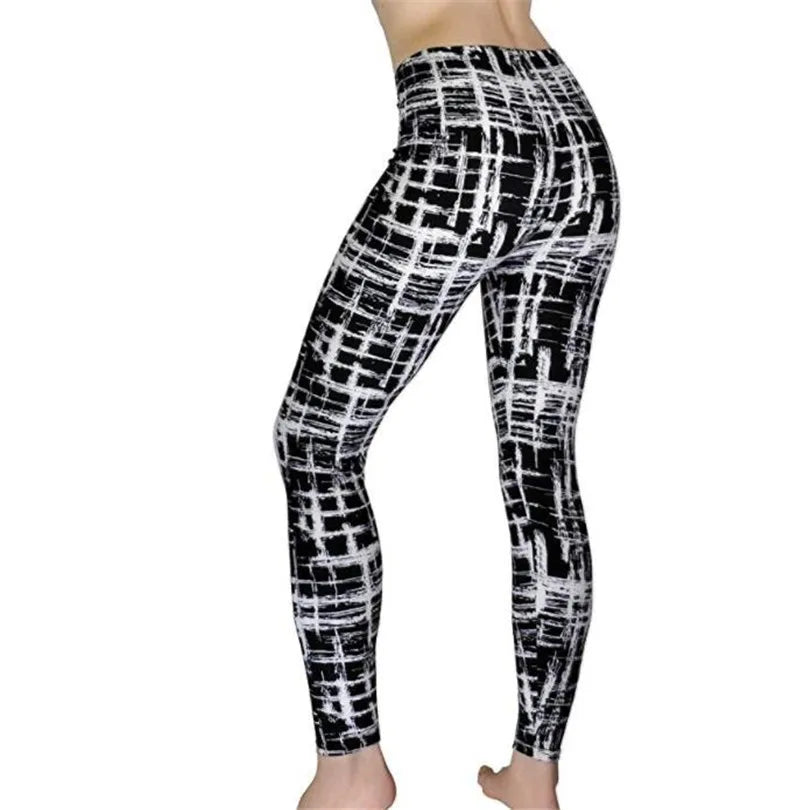 Yrrety Black Plaid Leggings Skinny Women's Workwear Push Up Fitness