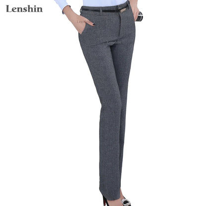 Plus Size Formal Adjustable Pants Office Straight Belt Loop