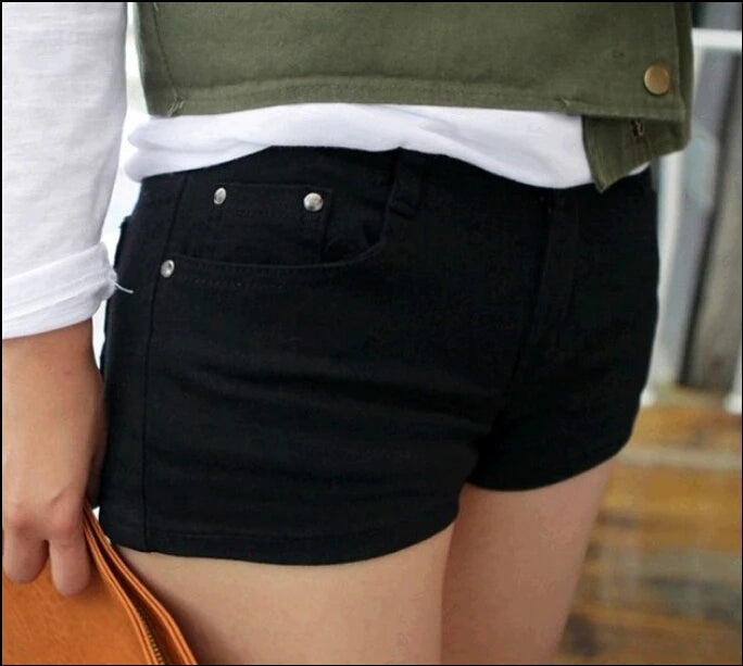 New Summer Women's Casual Jeans Shorts Ladies Solid White Black