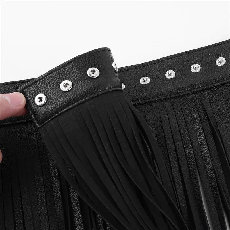 Women's Sexy Tassel Skirts Goth Hippie Boho Waistband Long Fringe