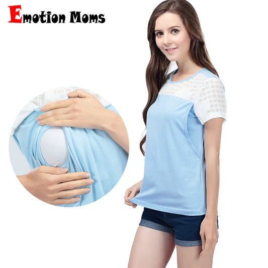 Summer Maternity Clothes - Short Sleeve Nursing Top