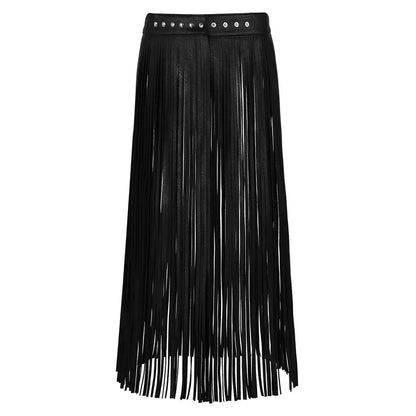 Women's Sexy Tassel Skirts Goth Hippie Boho Waistband Long Fringe