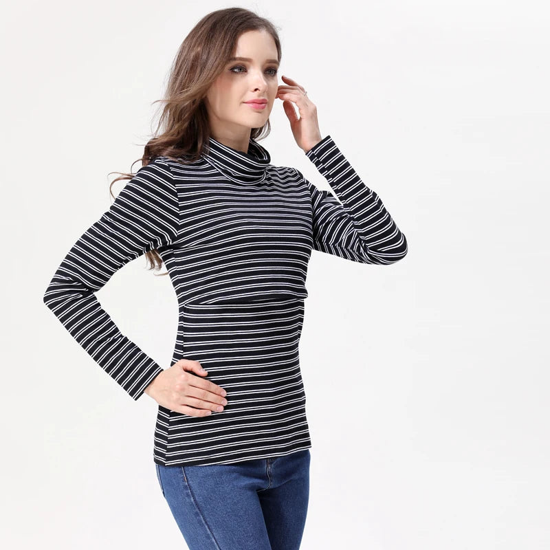 Autumn Winter Maternity T-shirt - Long Sleeve Turtleneck