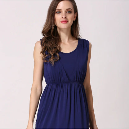 Summer Maternity Clothes Sleeveless Breastfeeding Dress Lactation Vest Nursing Skirt