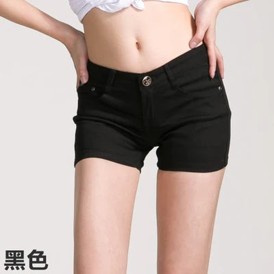 New Summer Women's Casual Jeans Shorts Ladies Solid White Black