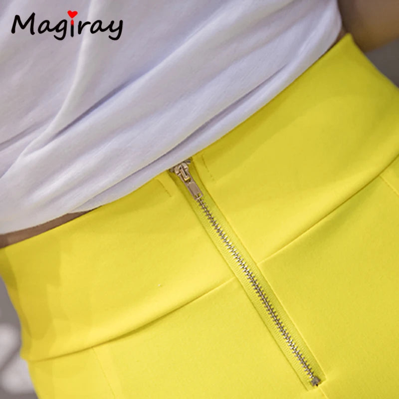 High Waist Elastic Pencil Skirt Bodycon Knee Length Office