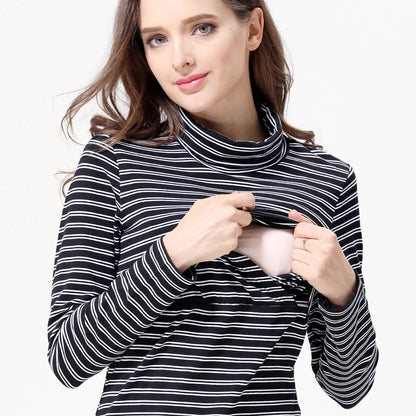 Autumn Winter Maternity T-shirt - Long Sleeve Turtleneck