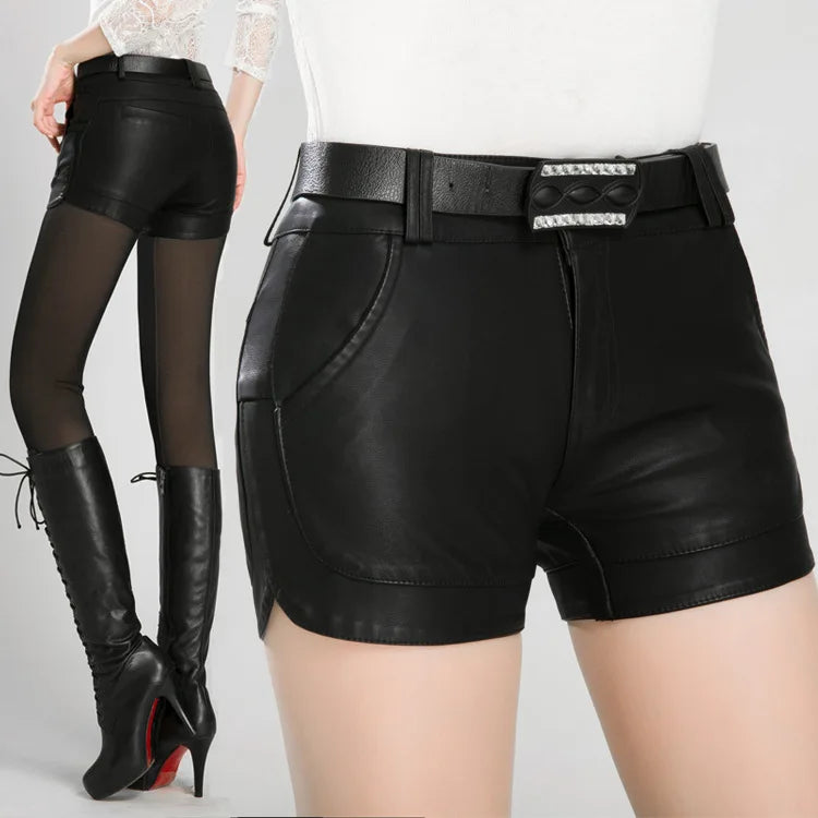 New Arrival Women's Spring Fashion Pu Leather Shorts Lady's