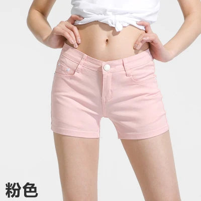 New Summer Women's Casual Jeans Shorts Ladies Solid White Black