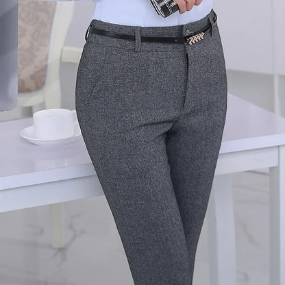 Plus Size Formal Adjustable Pants Office Straight Belt Loop