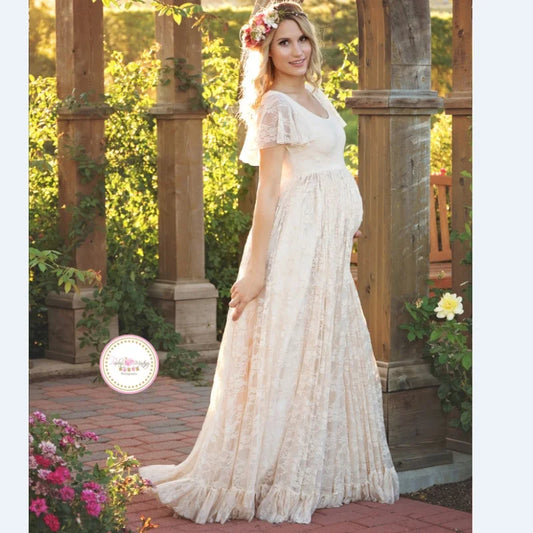 Maternity Photography Dress - White Lace Skirt