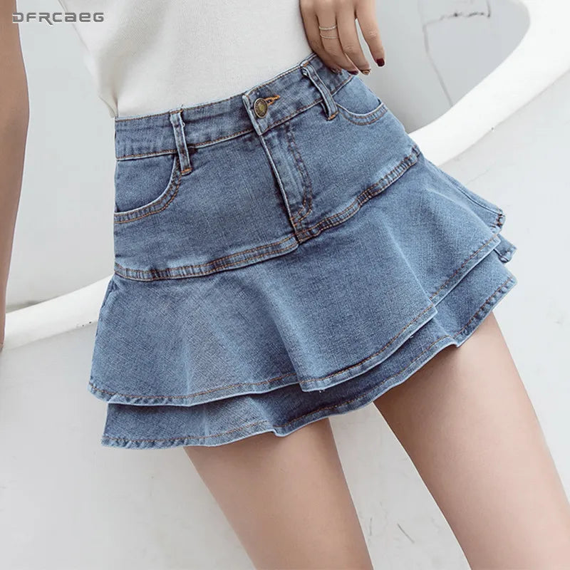 Retro Denim Shorts Women's Streetwear Short Skirts Jeans Casual