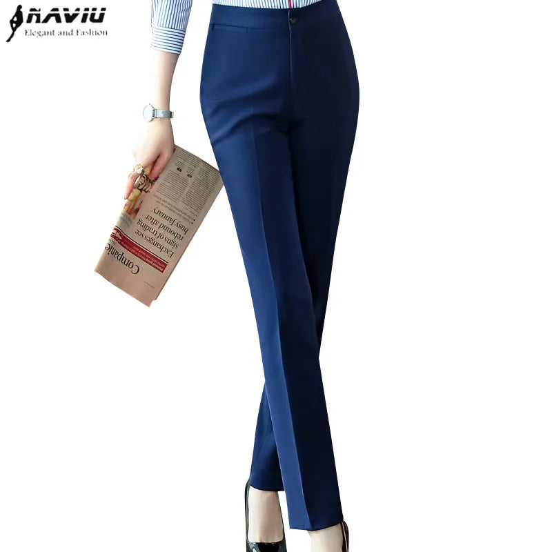 Naviu Fashion Slim Mid Waist Formal Business Women's Trousers Spring