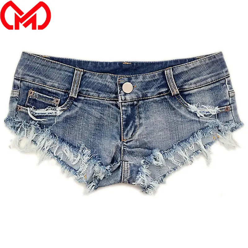 Sexy Women's Tassel Low Rise Waist Denim Booty Shorts Micro Mini Club Wear