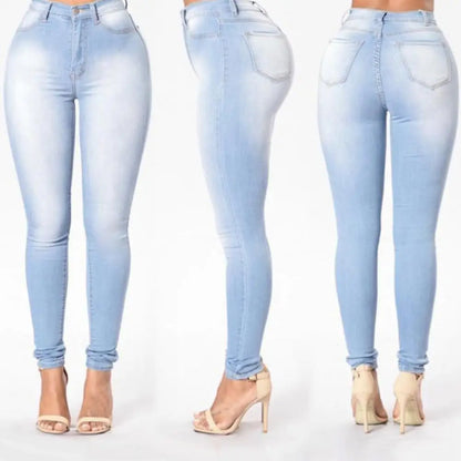 Vintage Women's Jeans Slim Fit High Waist Denim Pencil